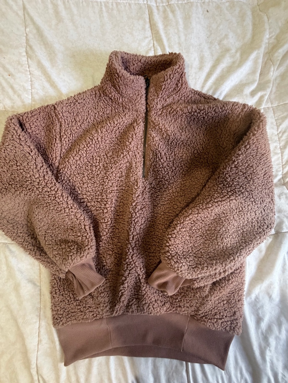 Cozy American Eagle Half-Zip Sherpa Pullover Sweater - XS